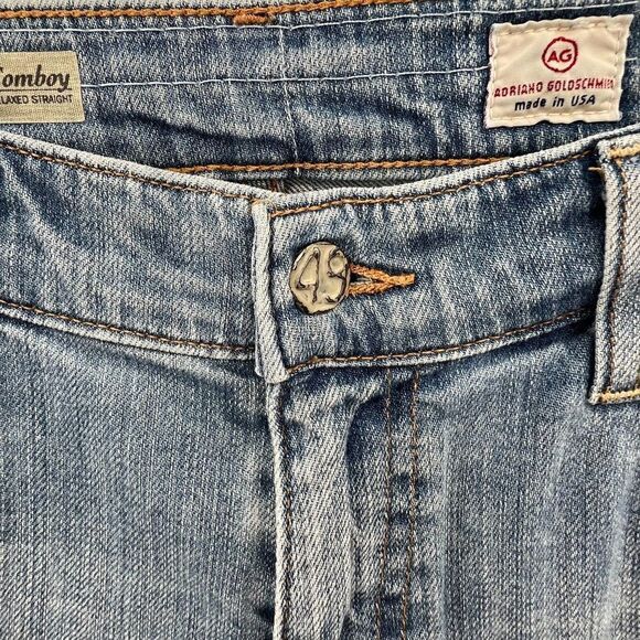 AG Adriano Goldschmied Blue Distressed Tomboy Relaxed Straight Size 31 - Picture 4 of 16